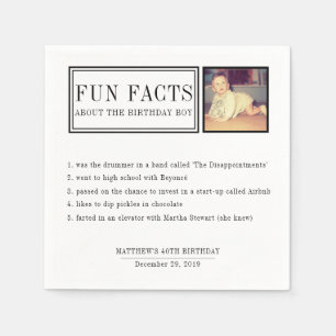 Fun Facts personalized napkins for birthdays