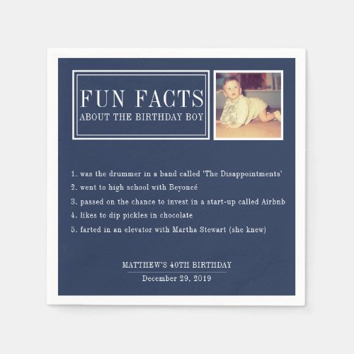 Fun Facts personalized napkins for birthdays