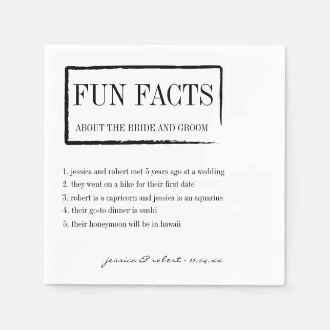Fun Facts Personalized Paper Napkins Zazzle