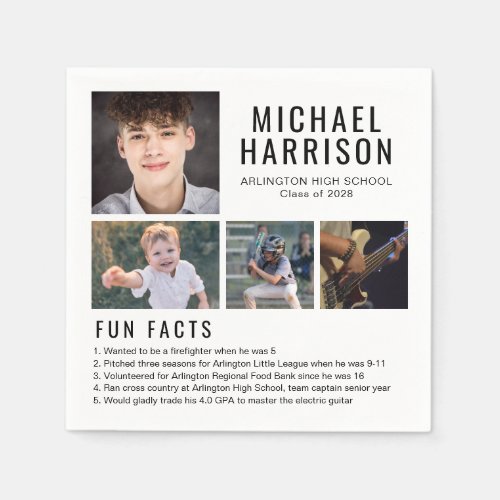 Fun Facts Photo Graduation Napkins