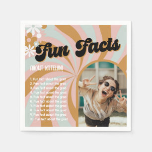 Fun Facts Retro Boho Photo Graduation Napkins