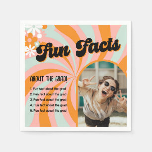 Fun Facts Retro Boho Photo Graduation Napkins