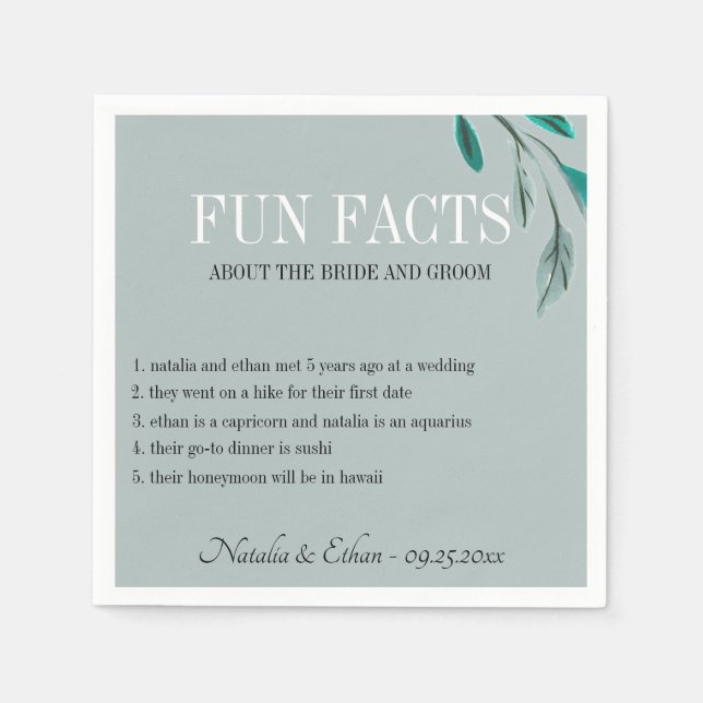 Fun Facts Romantic Garden Personalized Napkins (Front)