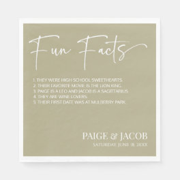 Fun Facts Sage Green Classic Minimal Wedding Napkins
