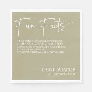 Fun Facts Sage Green Classic Minimal Wedding Napkins