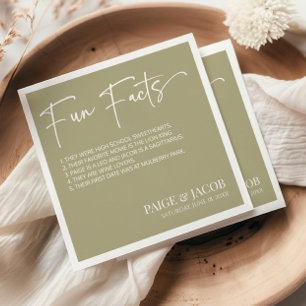 Fun Facts Sage Green Classic Minimal Wedding Napkins