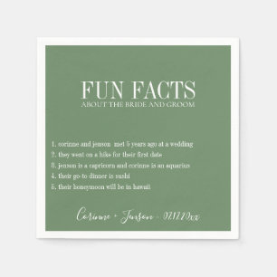 Fun Facts Sage Green Personalized Napkins