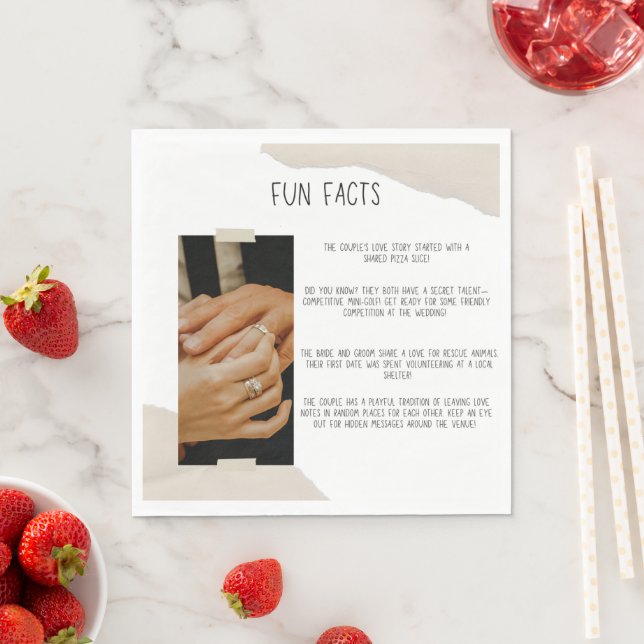 fun facts simple wedding napkin (Insitu)