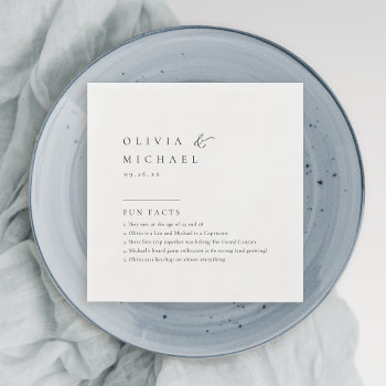 Fun Facts Simply Elegant Typography Wedding Napkin by AvaPaperie at Zazzle