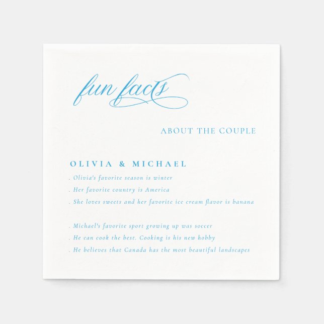 Fun Facts Simply Elegant Typography Wedding Napkins (Front)