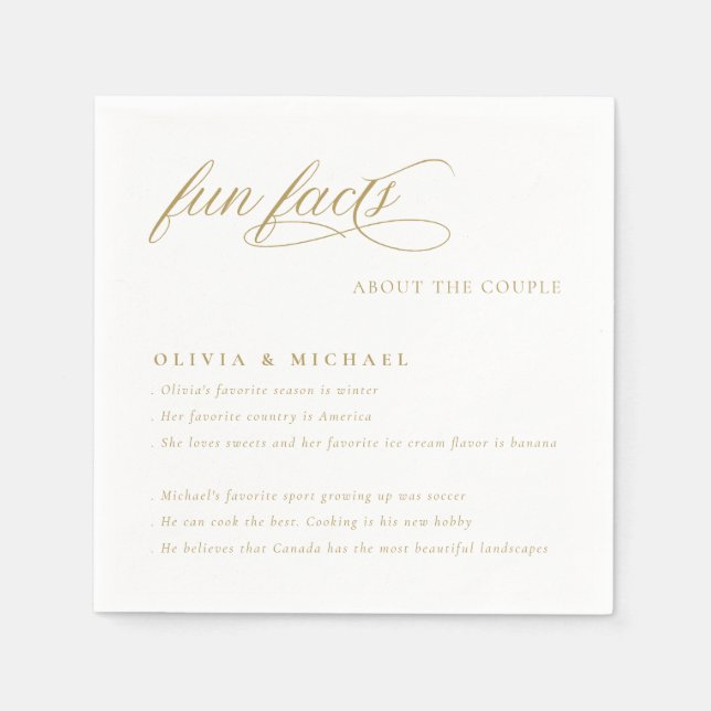 Fun Facts Simply Elegant Typography Wedding Napkins (Front)