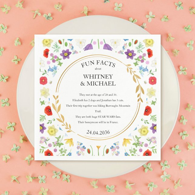Fun Facts Spring Wildflower Floral Wedding Napkins (Fun Facts Spring Wildflower Floral Wedding Napkins)