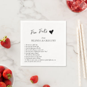 Fun Facts Trivia Wedding Black White Napkins