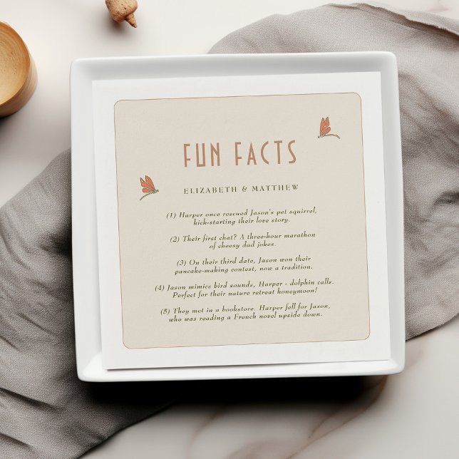 Fun Facts Vintage Dragonflies Orange Party Napkins (Creator Uploaded)