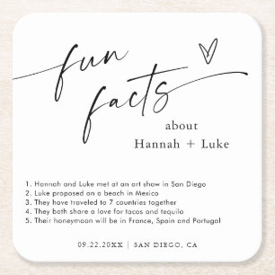 Fun Facts Wedding Coaster Personalized Coasters