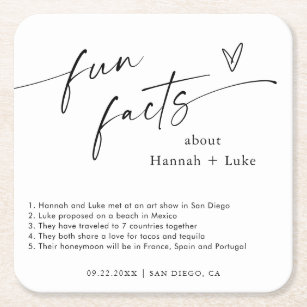 Fun Facts Wedding Coaster   Personalized Coasters