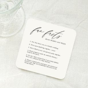 Fun Facts Wedding Coaster with Calligraphy Font