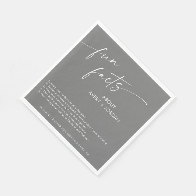 Fun Facts Wedding Cocktail Napkins (Corner)