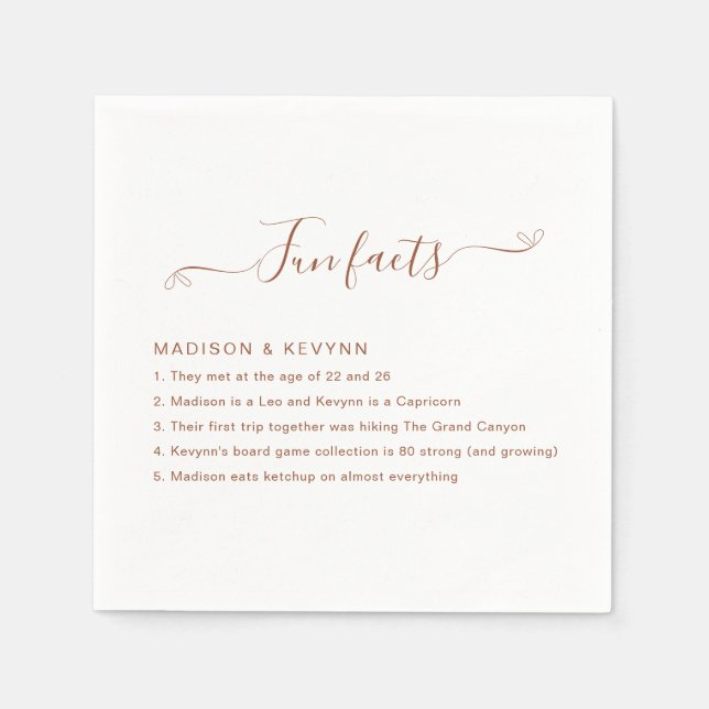 Fun Facts Wedding Napkins (Front)