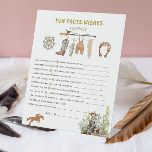 Fun Facts Wishes Fisherman Derby Baby Shower Game Pedestal Sign