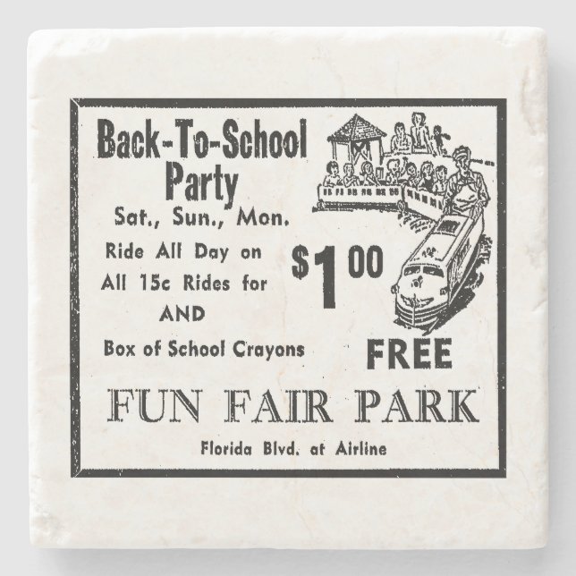 Fun Fair Park Ad 1 Stone Coaster (Front)