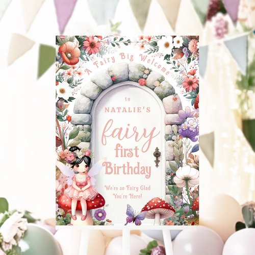 Fun Fairy Door Fairy First Birthday Welcome Sign