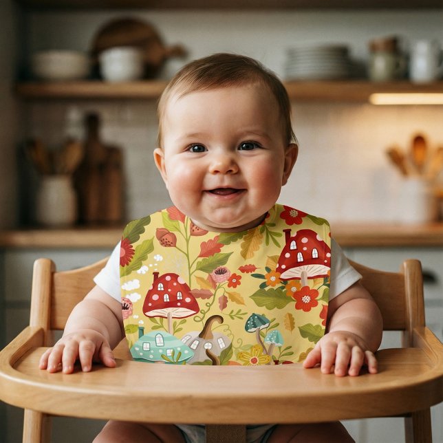 Fun Fairy Garden Autumn Leafs Mushrooms & Pumpkins Baby Bib (Fun Fairy Garden Autumn Leafs Mushrooms & Pumpkins Baby Bib)