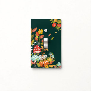 Fun Fairy Garden Autumn Leafs Mushrooms & Pumpkins Light Switch Cover