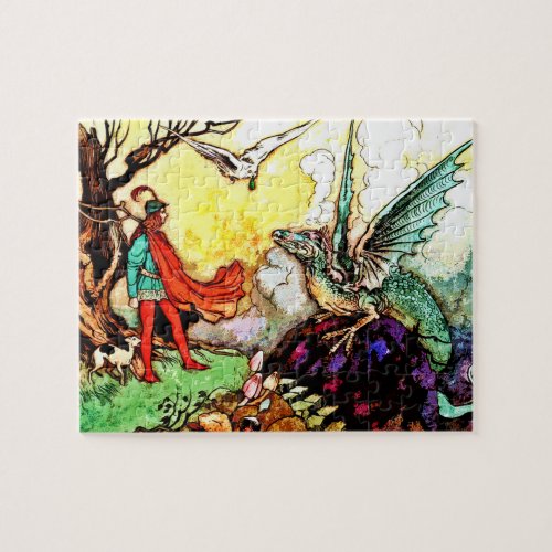 Fun Fairytale Dragon Children Scenic Landscape Jigsaw Puzzle