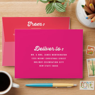 Fun Falalalala Bold Script On Red Modern Holiday Envelope