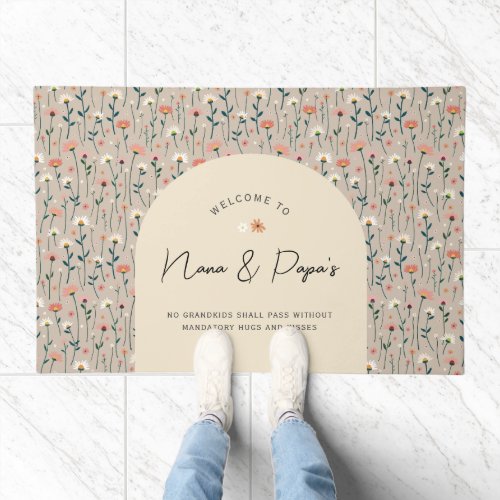 Fun Fall Autumn Botanical Floral Grandparents  Doormat