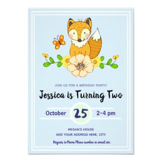 Fun Fall Fox Birthday Party Invitations