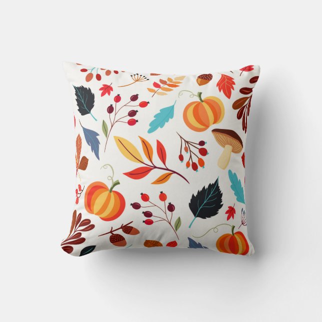 Fun fall harvest pattern throw pillow (Front)