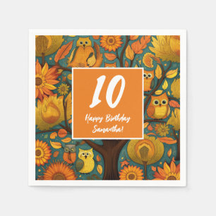 Fun Fall Orange Yellow Birthday Napkins