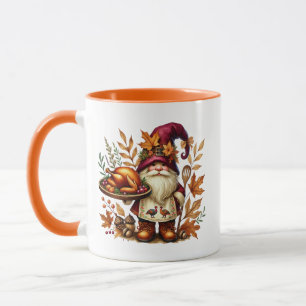 Fun Fall Seasonal gnome add monogram Thanksgiving Mug