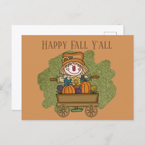 fun Fall Seasonal scarecrow add text  Postcard