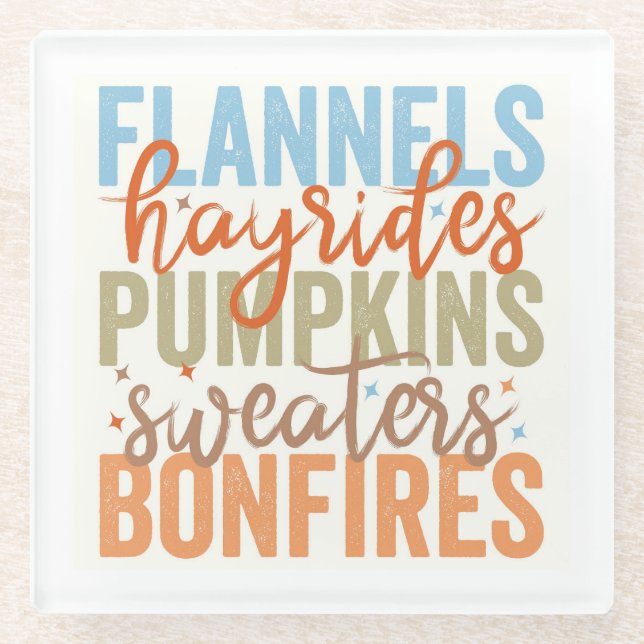 Fun Fall Vibes Glass Coaster (Front)