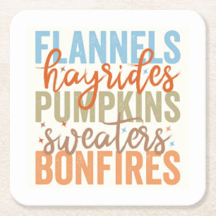 Fun Fall Vibes Square Paper Coaster