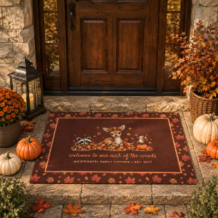 Fun Fall Woodland Animals Personalized Autumn Doormat