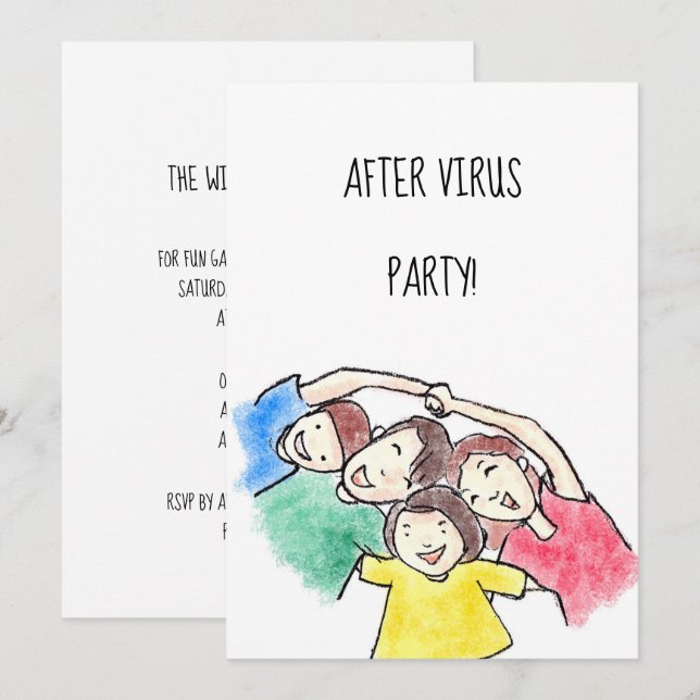 Fun Family "After Virus" Party Invitation (Front/Back)