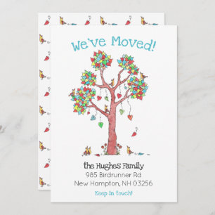 Fun Family Birds in a Tree of Hearts New Address A Announcement