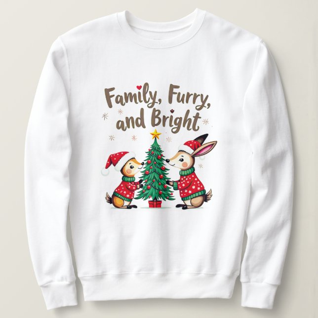 Fun Family Christmas Forest Animals T-shirt Sweatshirt (Design Front)