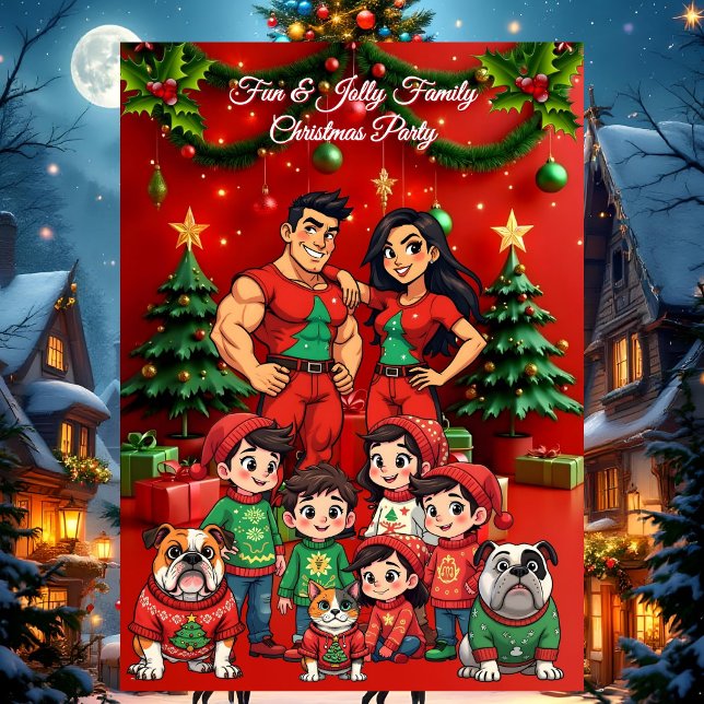 Fun Family Christmas Party Ugly Sweaters Pets Invitation (Creator Uploaded)