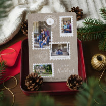 Fun Family Moving Postage Stamps Photo Collage Holiday Card