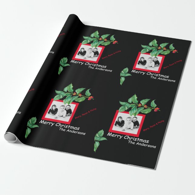 Fun Family Photo Christmas Wrapping Paper (Unrolled)