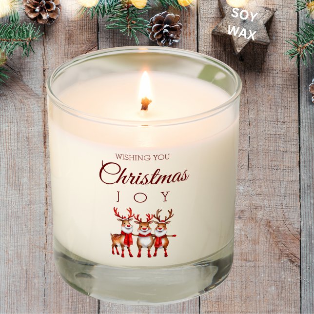 Fun Family Photo Gift Joy Christmas Reindeer  Scented Candle (Creator Uploaded)