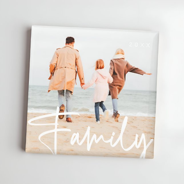 Fun Family Photo Modern Cool Typography Magnet (Creator Uploaded)