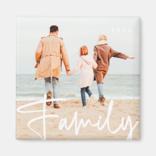 Fun Family Photo Modern Cool Typography Magnet