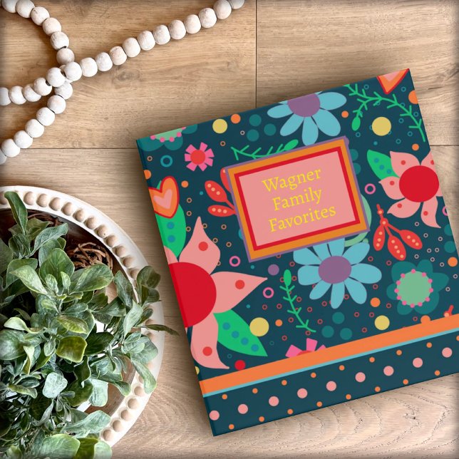 Fun Family Recipe Name Pretty Floral Cookbook  3 Ring Binder (Creator Uploaded)