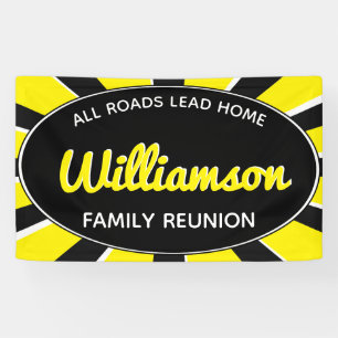Fun Family Reunion Gathering Blue Retro Banner